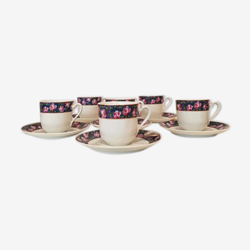 Set of 6 coffee cups in Limoges porcelain