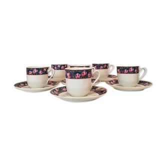 Set of 6 coffee cups in Limoges porcelain