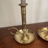 Pair of brass candle holders