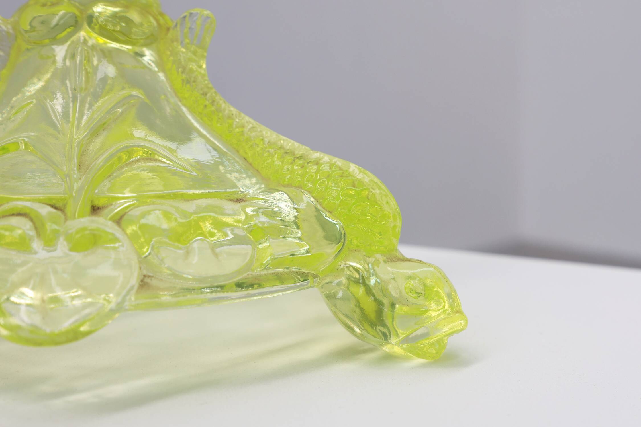 Pair Uranium or annagreen glass candlesticks by Vallerysthal & Portieux