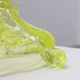 Pair Uranium or annagreen glass candlesticks by Vallerysthal & Portieux