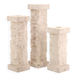 Set of 3 Marble Art Marta travertine column candle holders