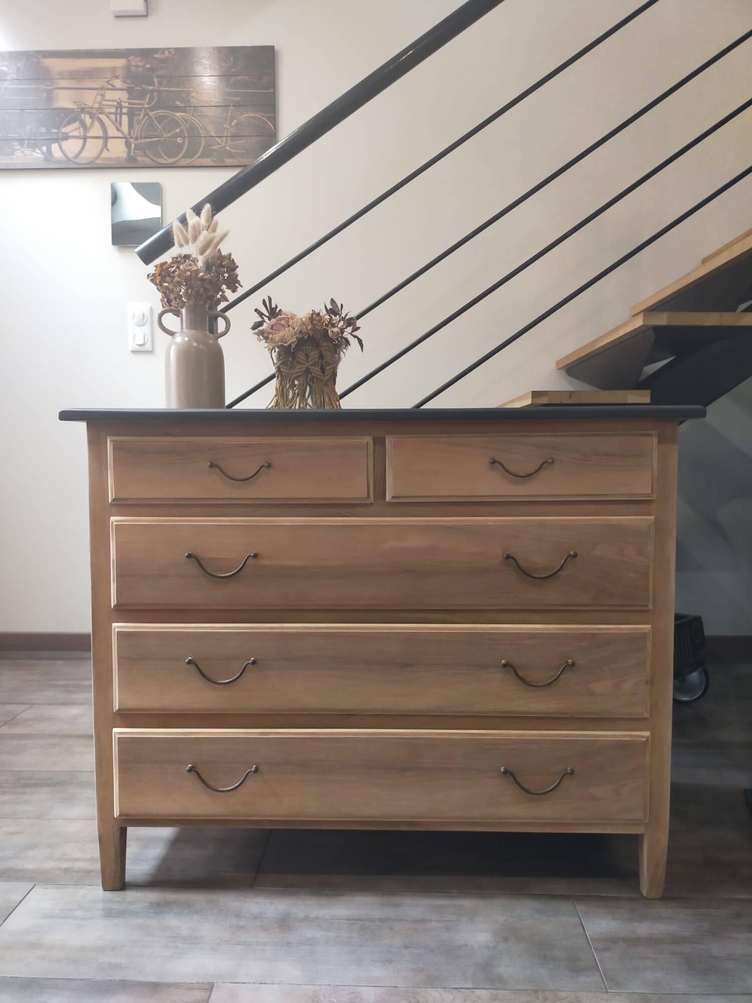 Renovated old wooden chest of drawers