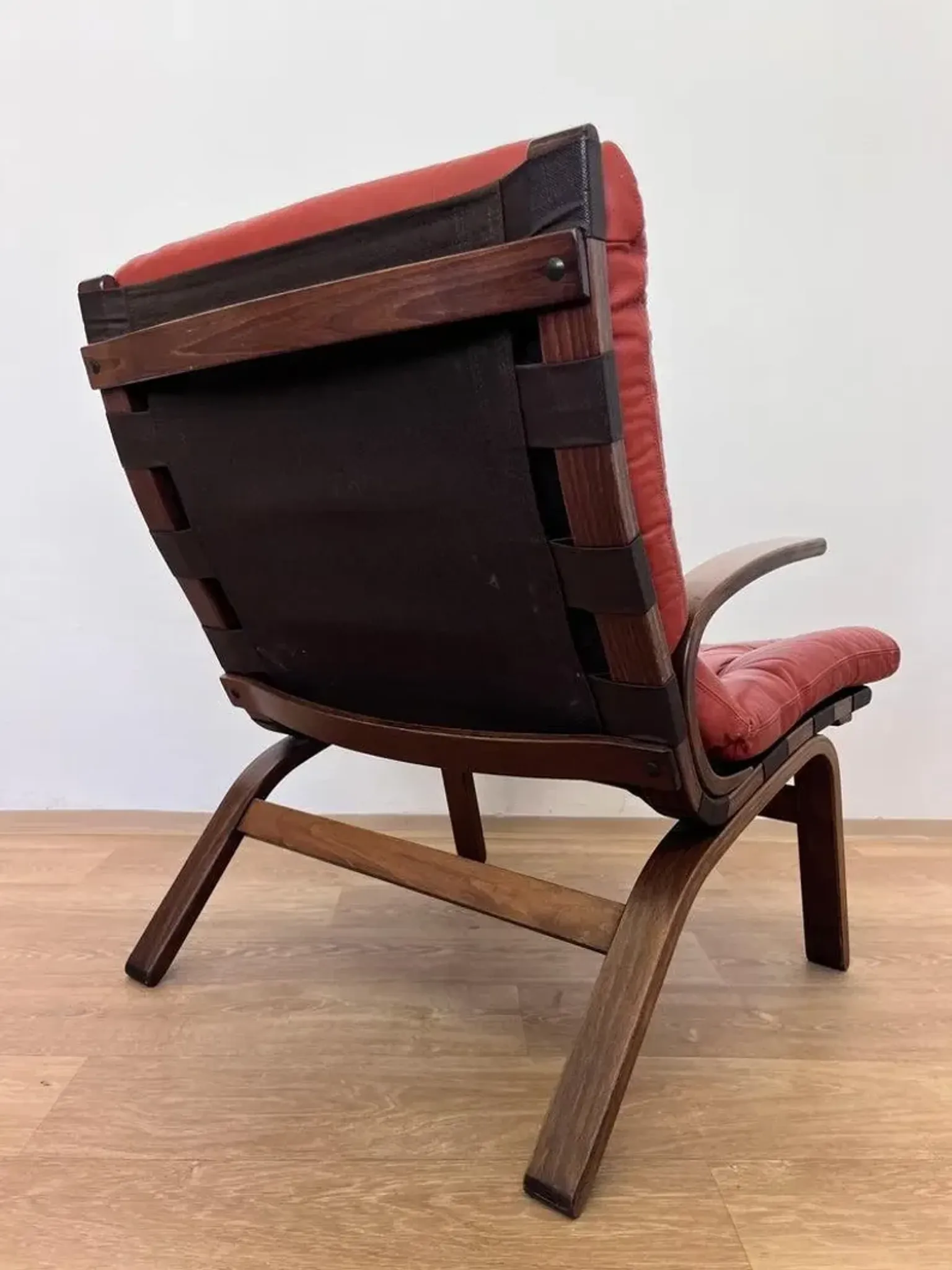 1970s Design mid century Danish Bentwood and leather Armchair by Farstrup