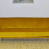 Mid-century yellow velvet sofa, 1960s