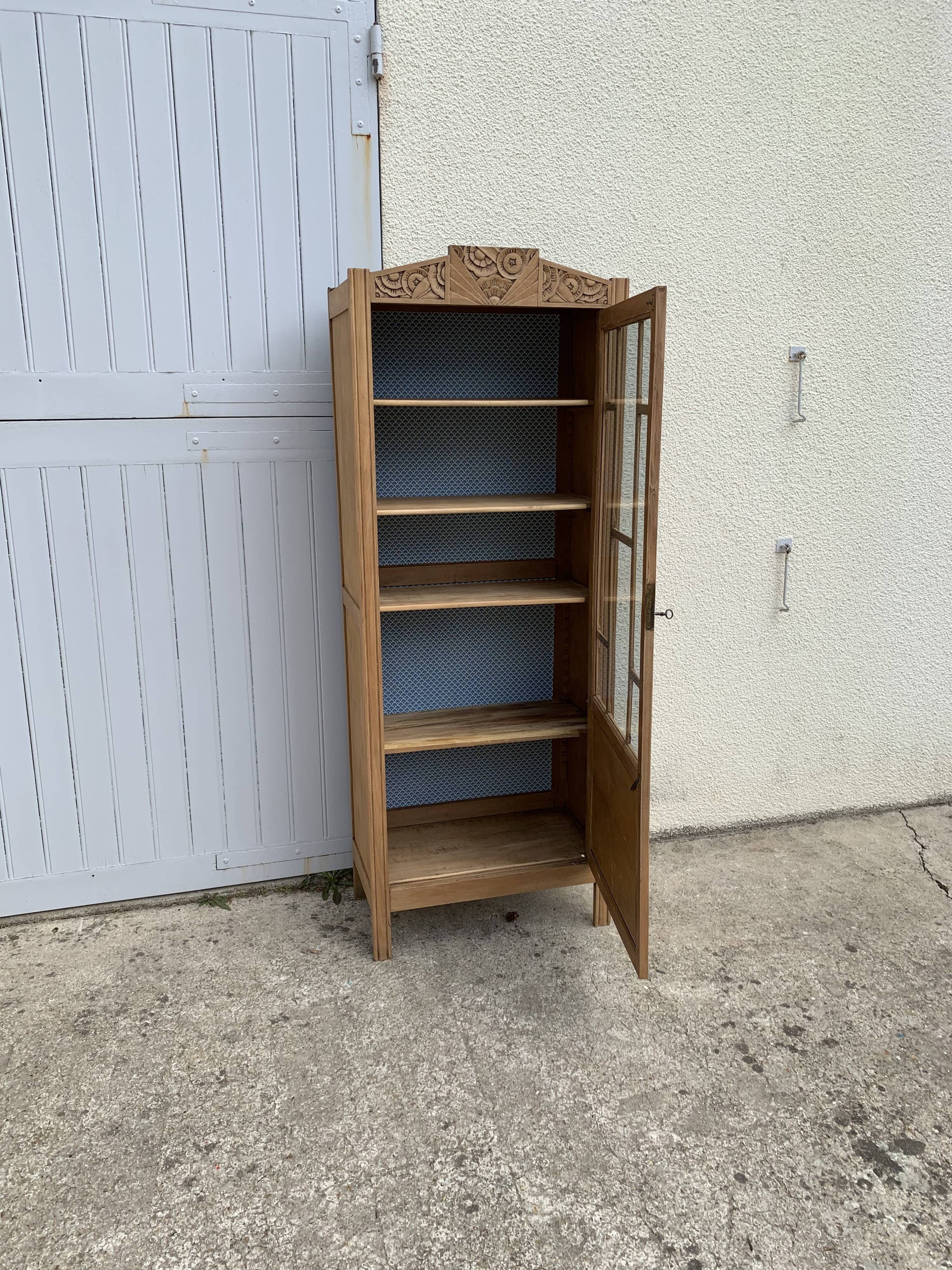 Art deco glass-glazed parisian wardrobe