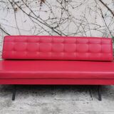 Red leatherette sofa, 1970s