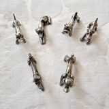 Set of 6 tin dog knife holders