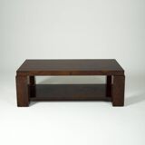 Lacquered elm magnifying glass coffee table, 1970s