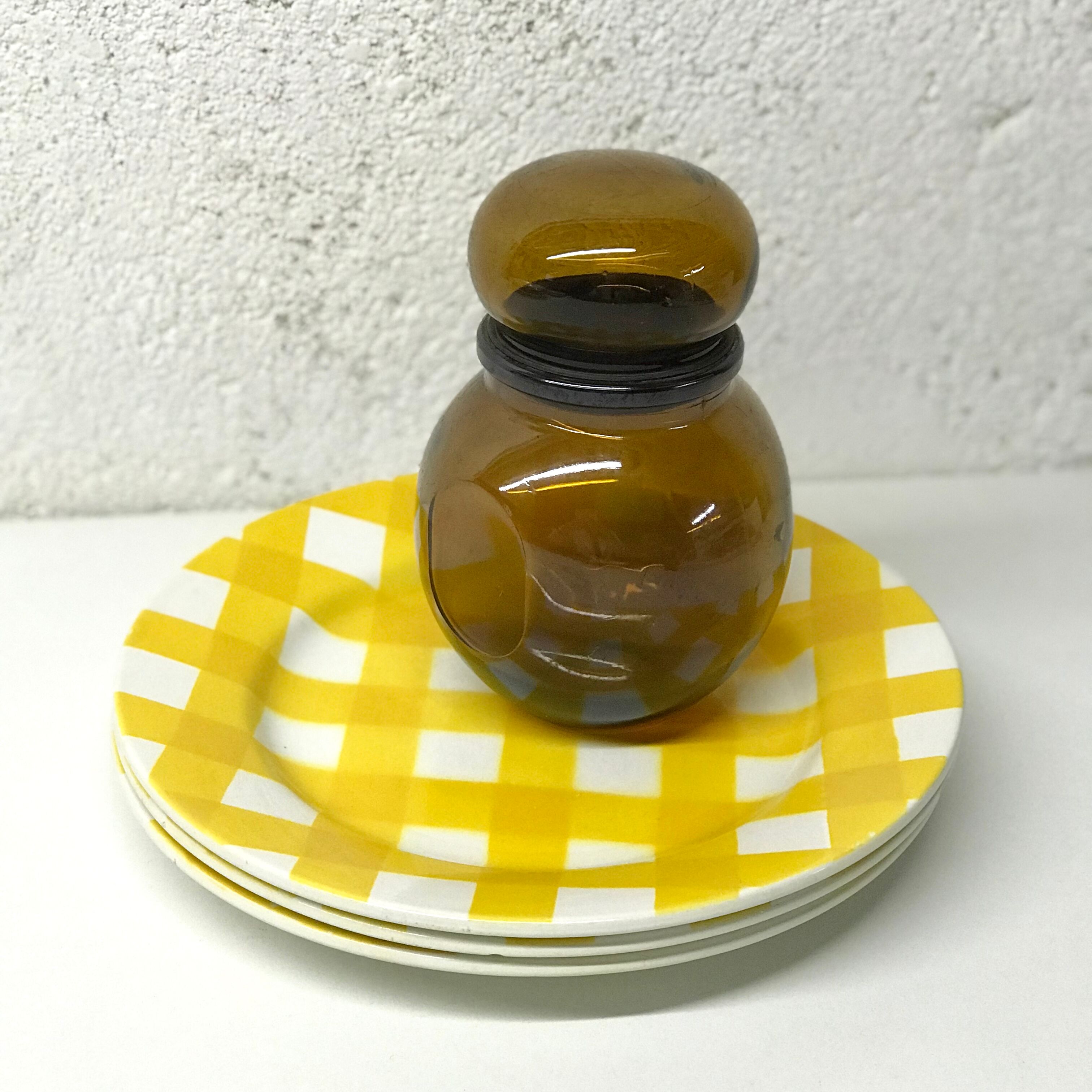 Lot of 3 plates yellow plaid Sarreguemines