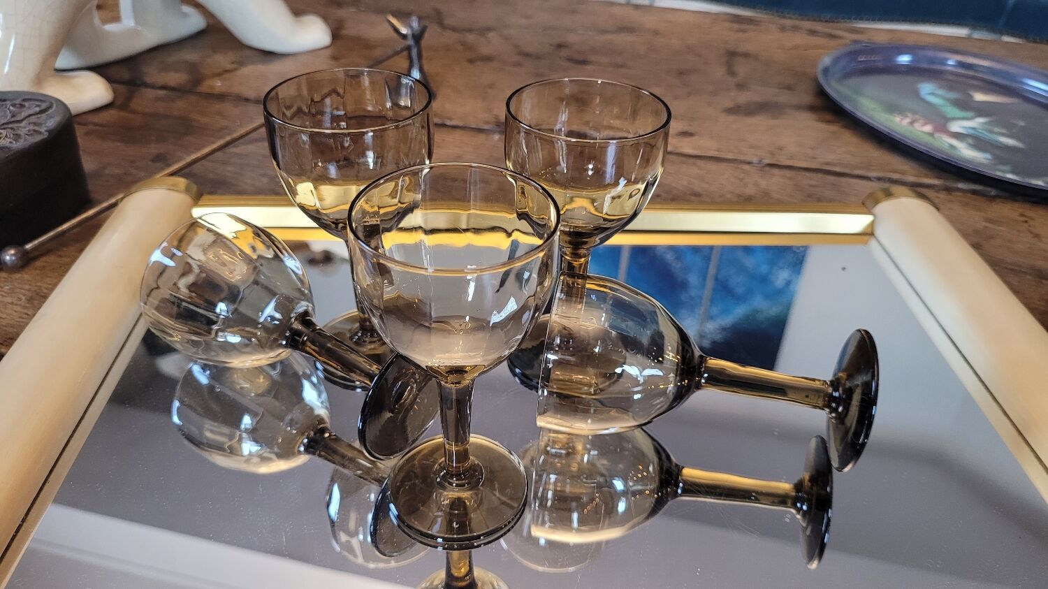 60's smoked port glass