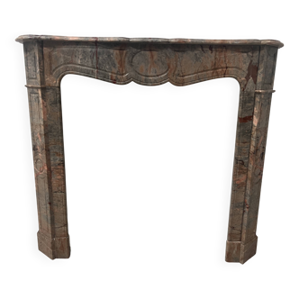 Louis XV style fireplace, "Pompadour" model, grey-pink marble, 20th century