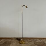 Danish Mid-Century Leather and Brass Adjustable Floor Lamp