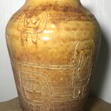 Artistic Vase in Ceramic ACOLAY style Brutalist, vintage, signed Hubert GUY