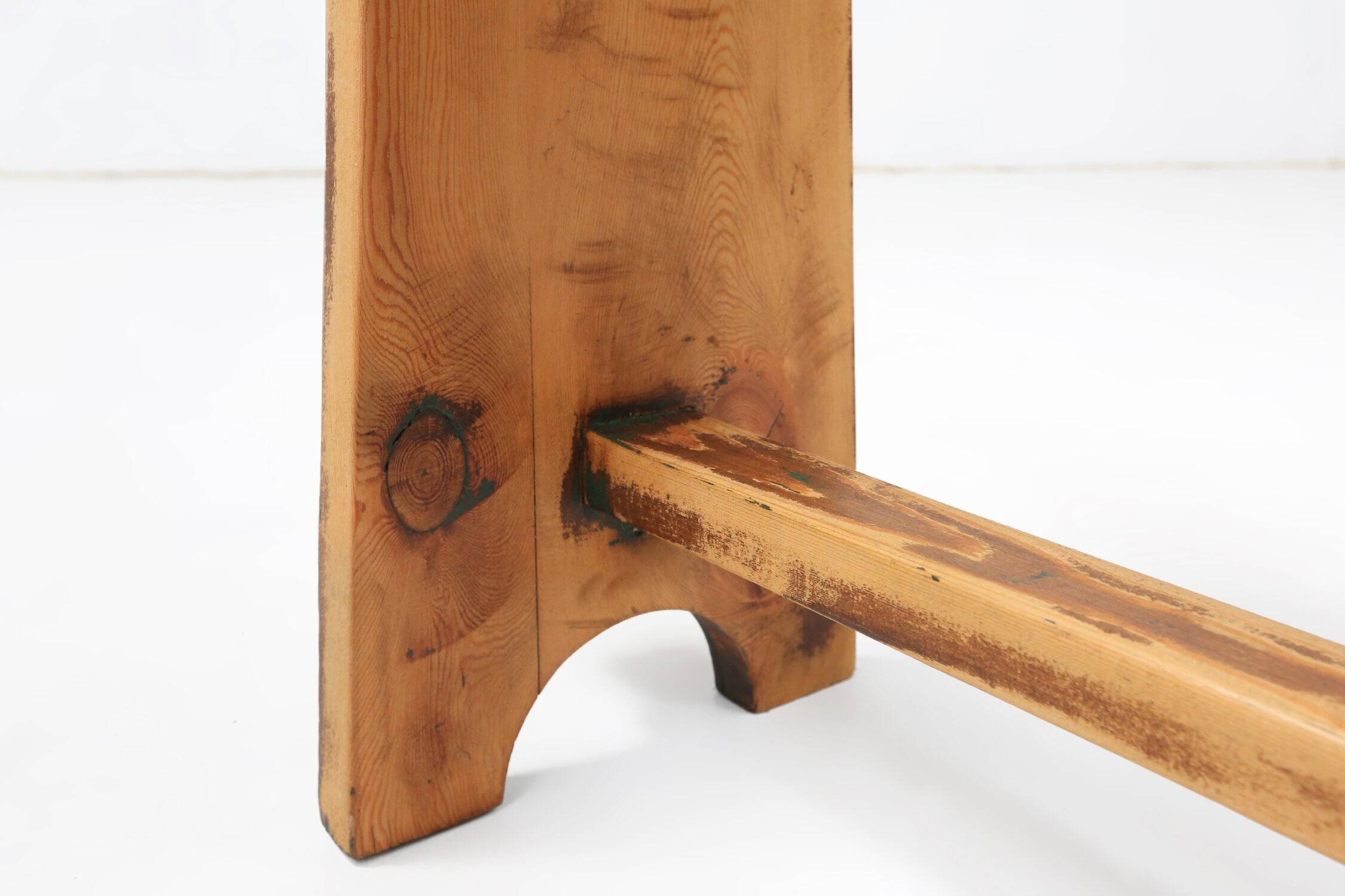 Mid-Century Rustic Wooden Bench, France, 1900s