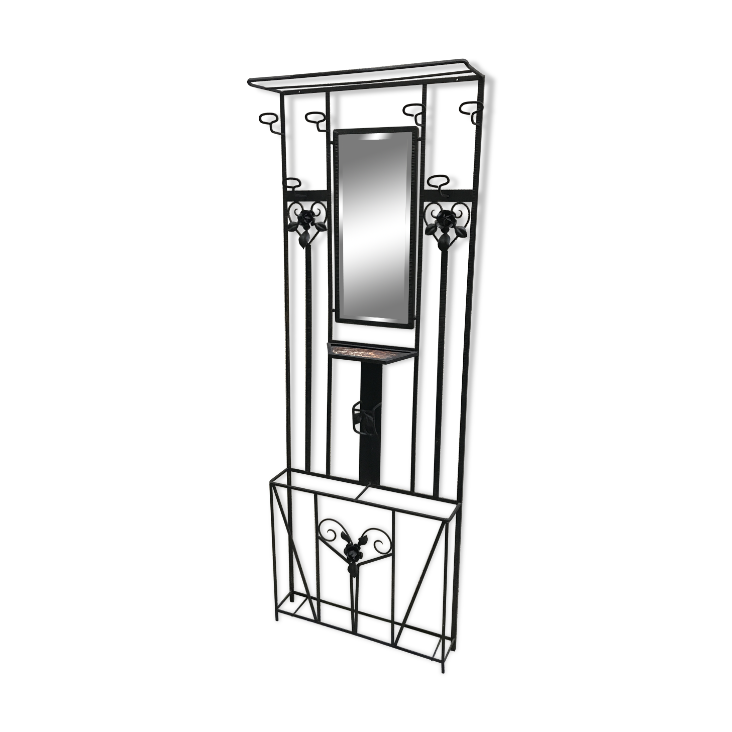 Wrought iron coat holder with 1930