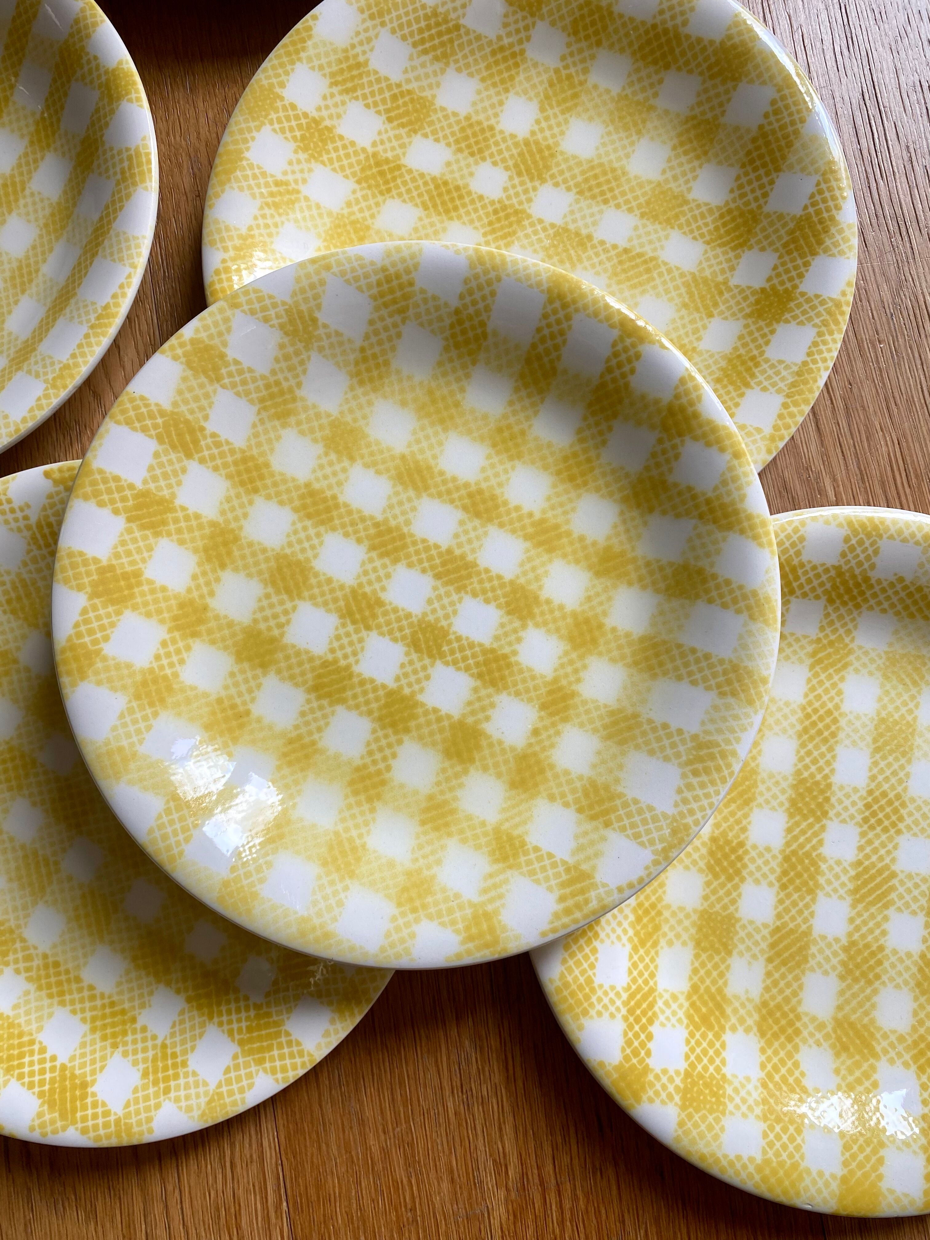 6 plates with starter or dessert Salins model Saint Raphaël yellow