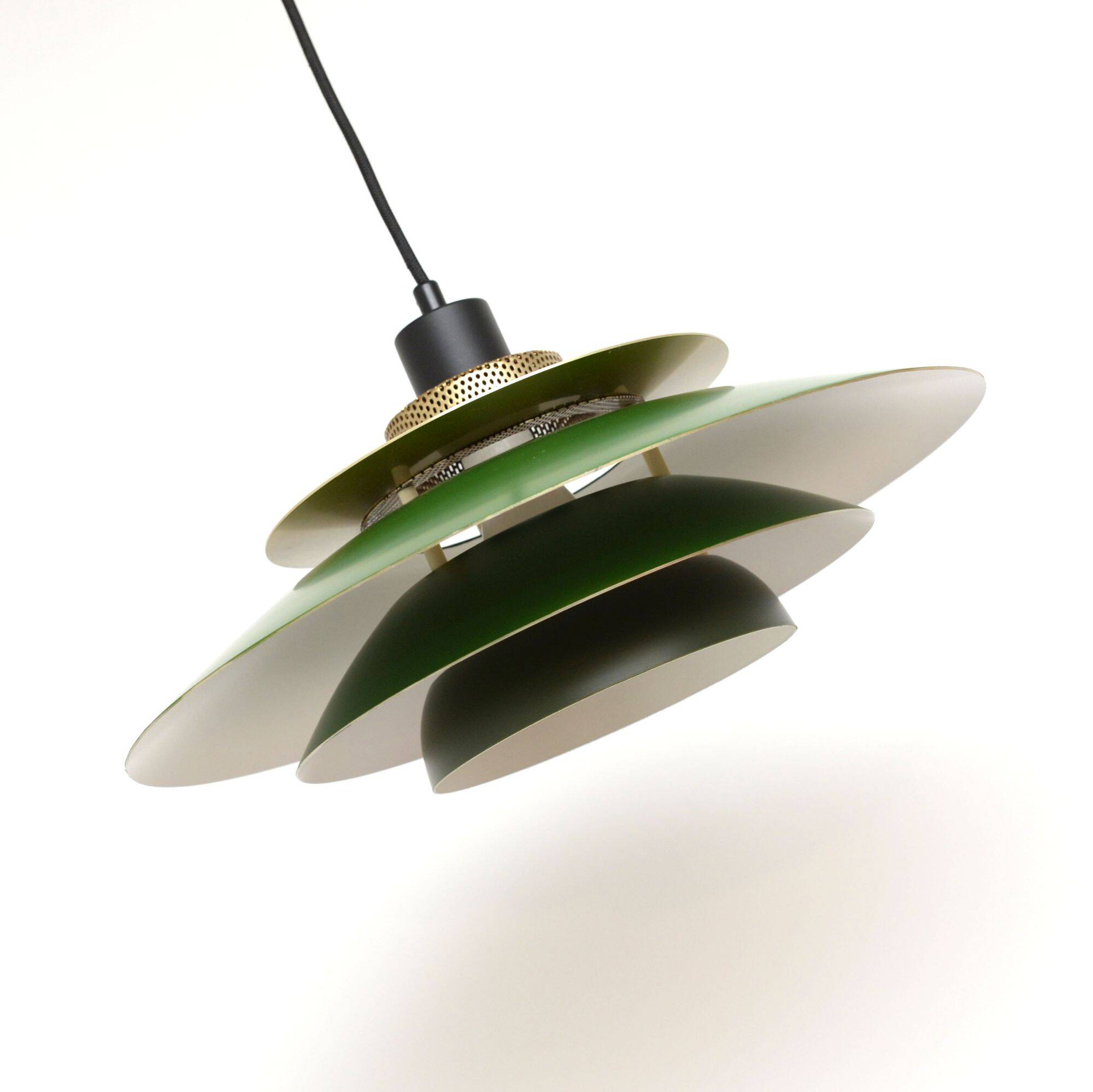 Suspension verte lampe Jeka, années 1970