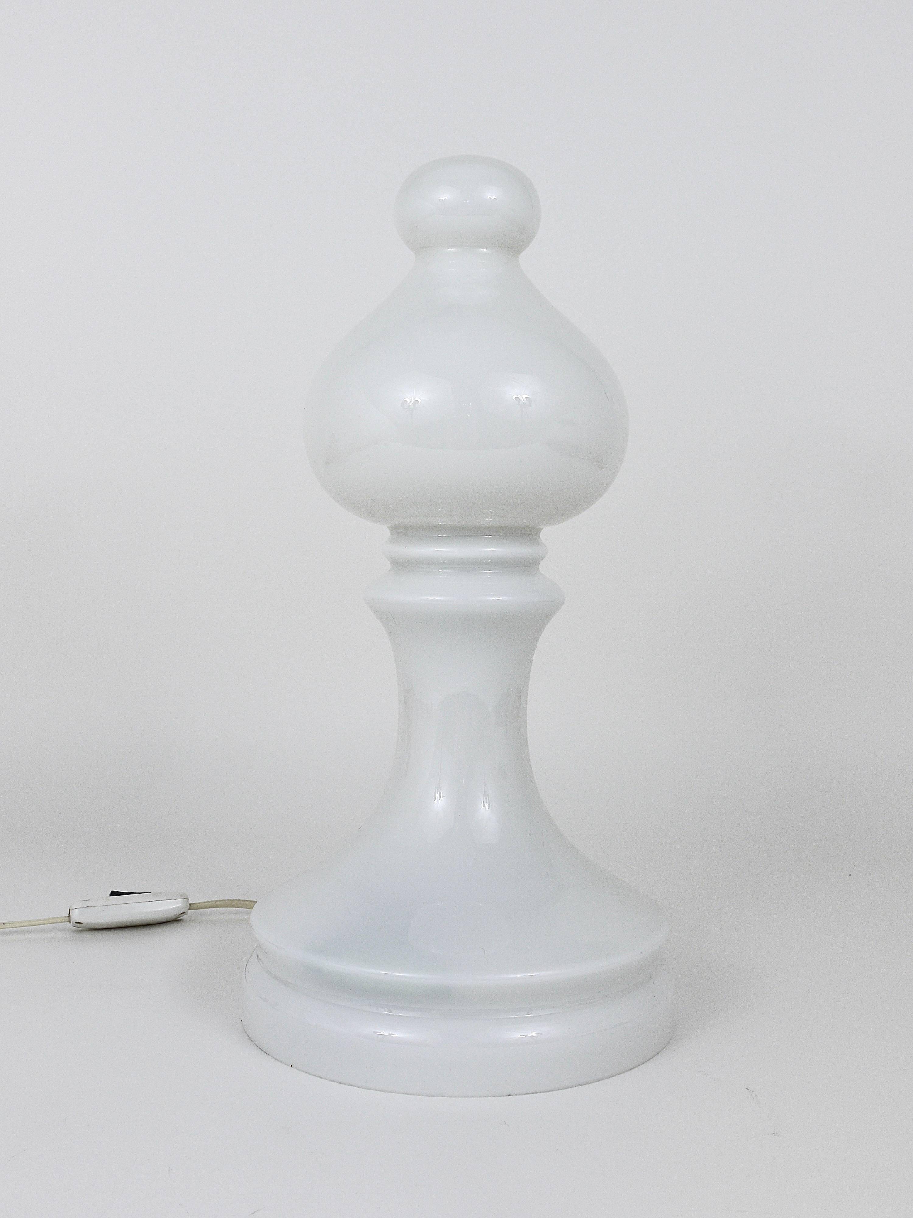 White Bishop chess lamp by Ivan Jakes, made of white glass, Czechoslovakia, 1970s.