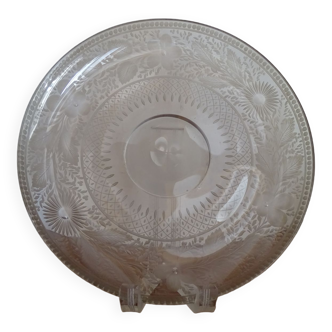 Plate with crystal heel engraved Saint Louis / Baccarat 19th century - 21.5 cm