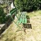 4 old iron and wood garden folding chairs