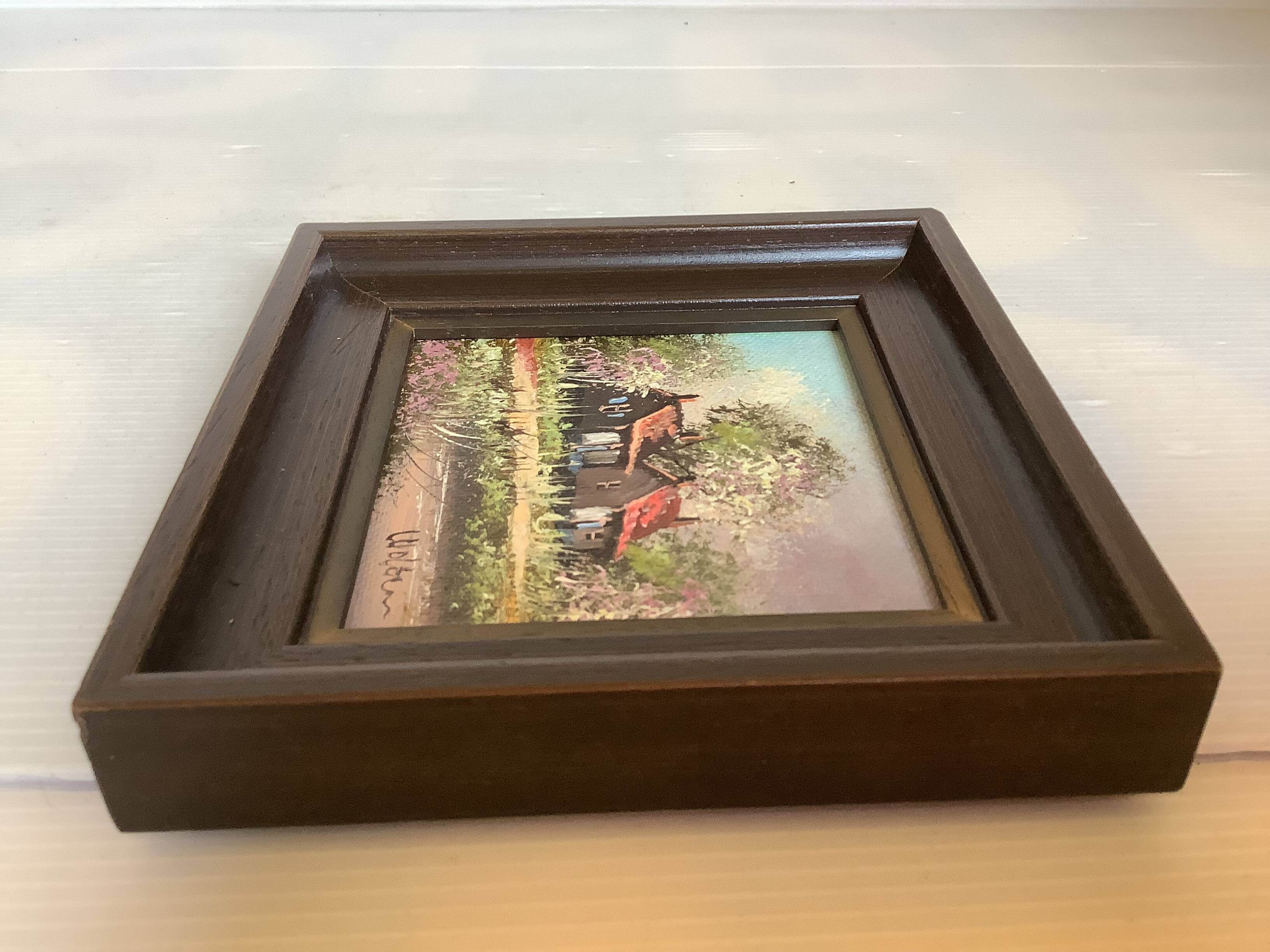Small spring landscape painting in oil on isorel, signed.