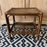 Small vintage table - rattan & canework