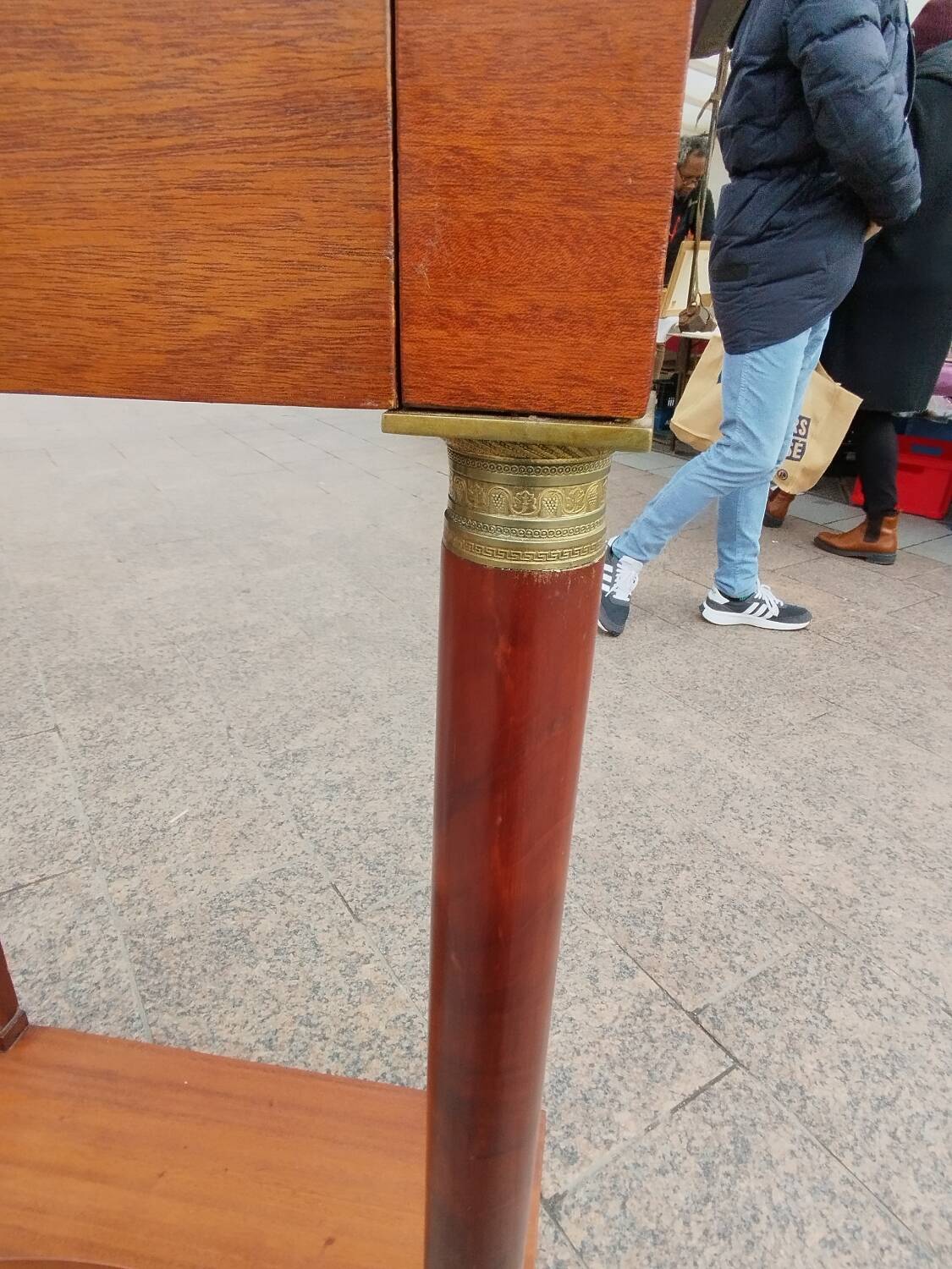Console ancienne empire avec plateau marbre
