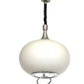 Suspension scandinave monte et baisse en opaline et chrome