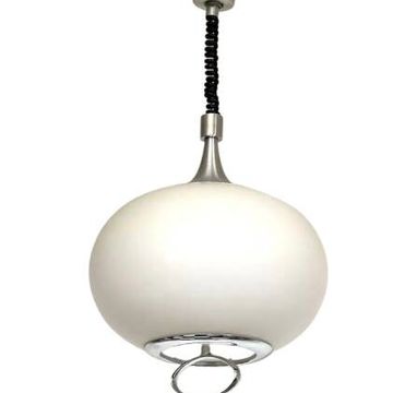 Suspension scandinave monte et baisse en opaline et chrome