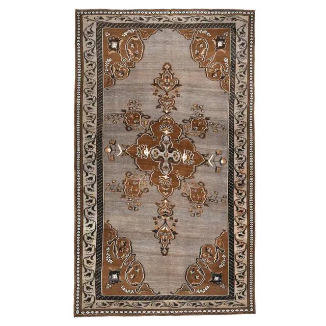 Vintage Turkish Oushak Handmade Wool Cotton Brown Area Rug 193x330