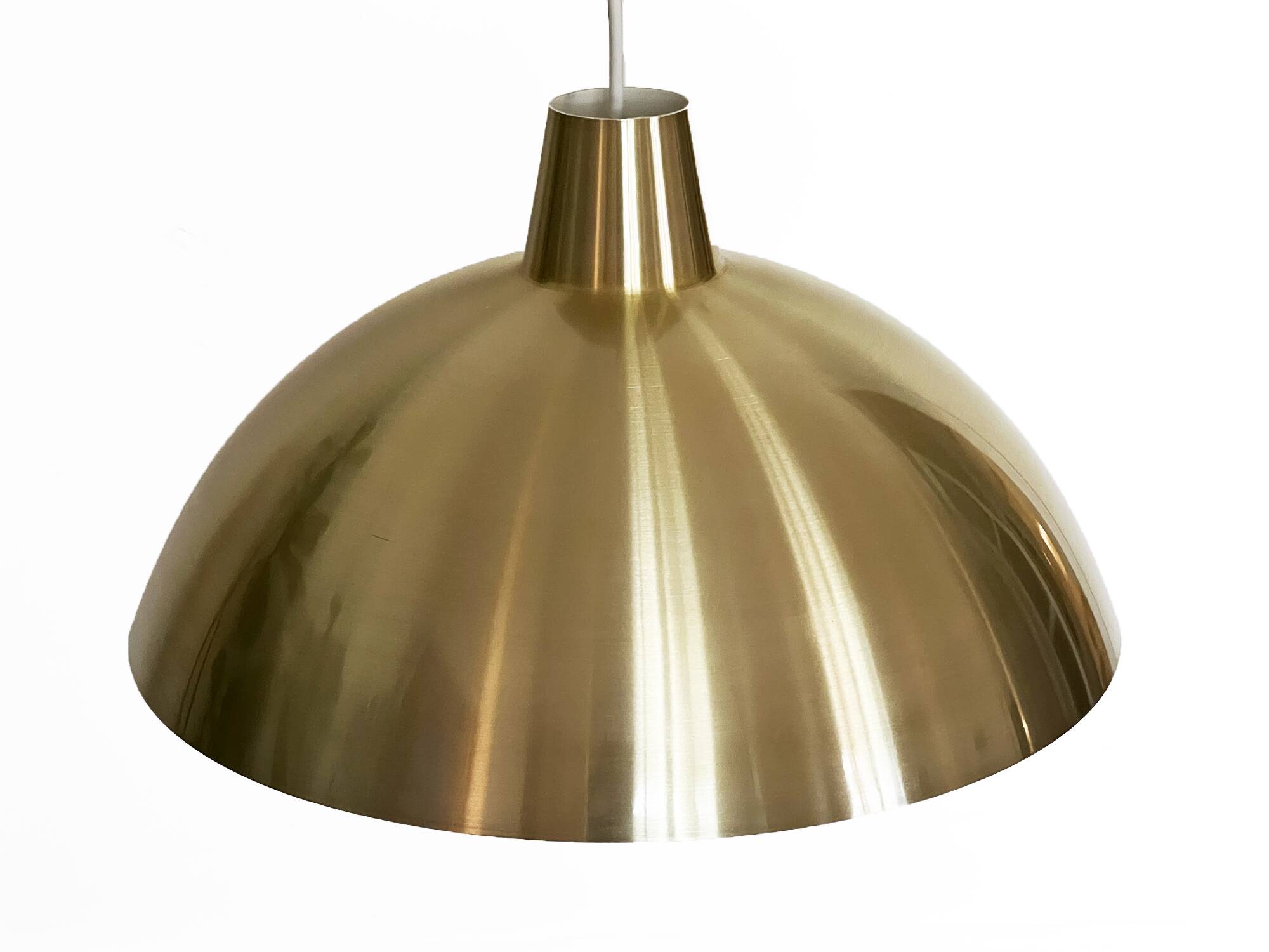 Golden aluminum pendant light by Lyfa. Denmark 1970s