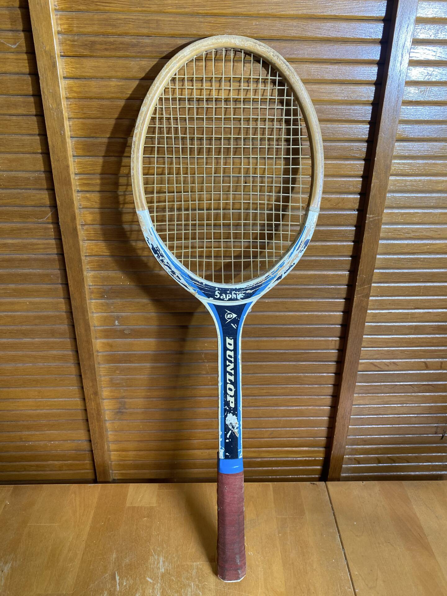 Vintage dunlop saphir wooden tennis racket + sports cover #e2