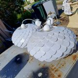 Pair of vintage white plastic pendant lights