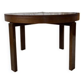 Scandinavian round extendable elm table