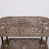 Antique Ornate Cast Iron French Brass 3 tier side table.
