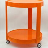 Vintage / designer / orange plastic rolling trolley,