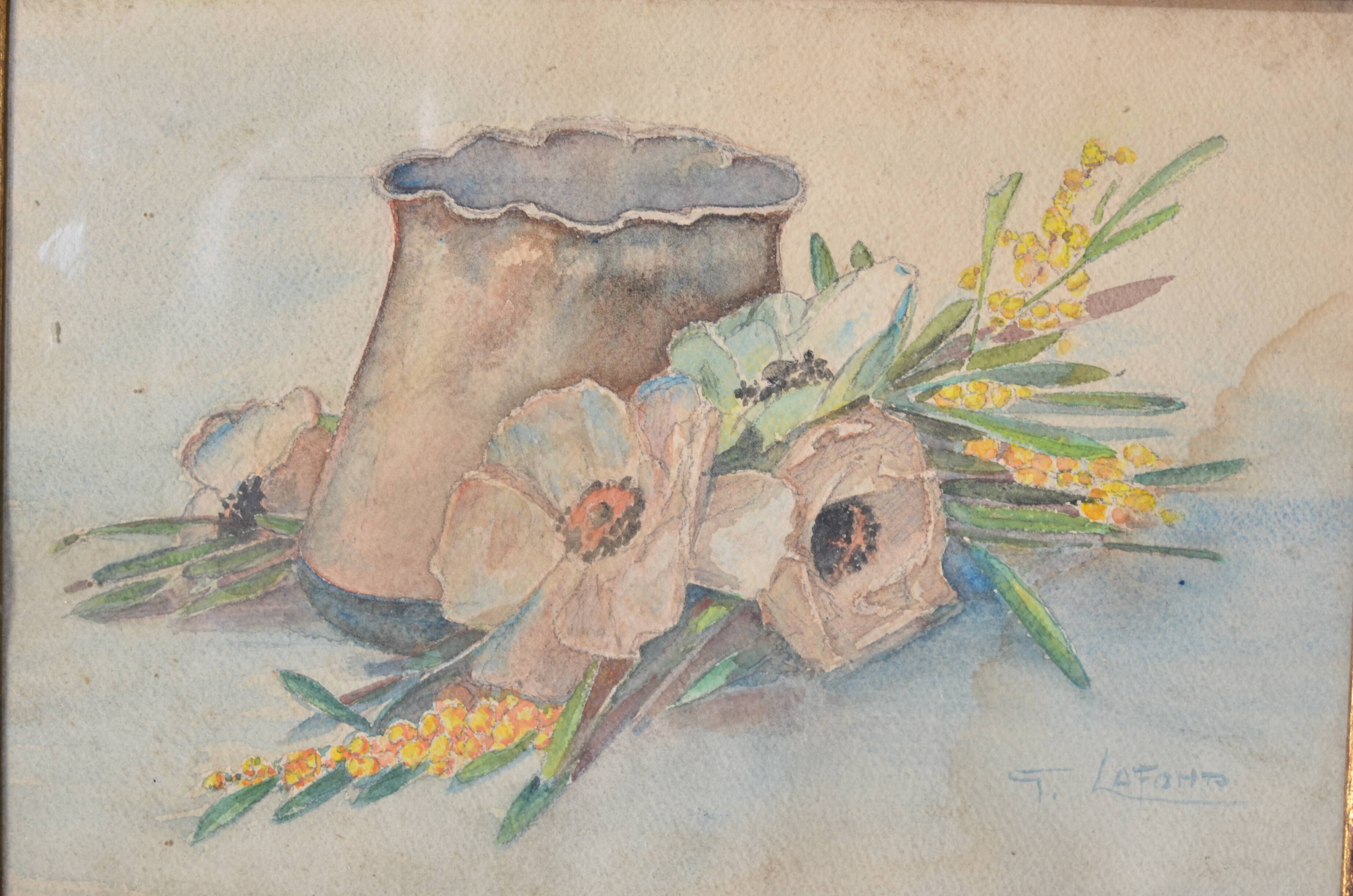 Watercolor white flowers