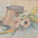 Watercolor white flowers