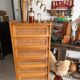 Vintage 1960s chest of drawers / chiffonnier with tapered legs and rattan.