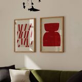 Pair of prints, abstract wall art set of two, 50x70cm