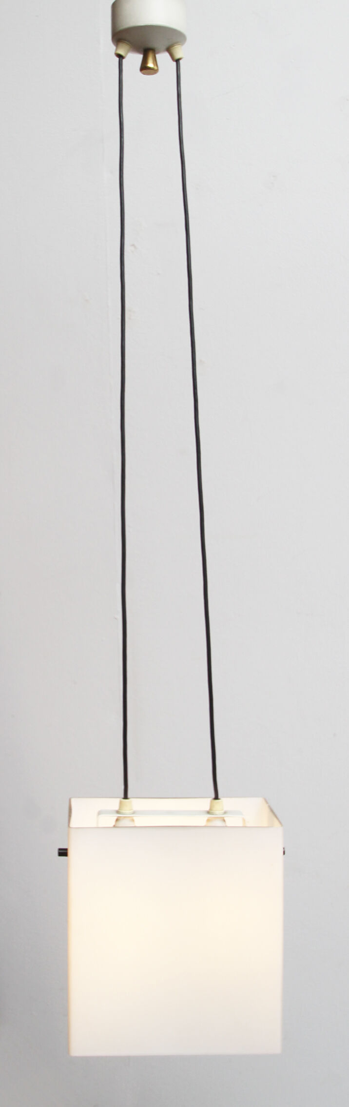 Cubic hanging lamp in opaline, 1960s