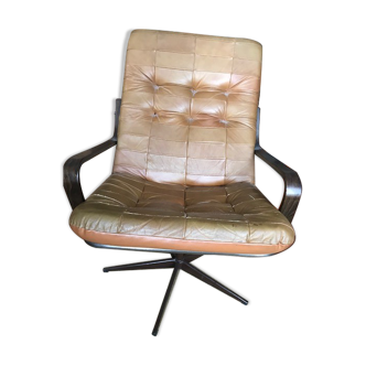 Living room armchair in swedish vintage leather year 70