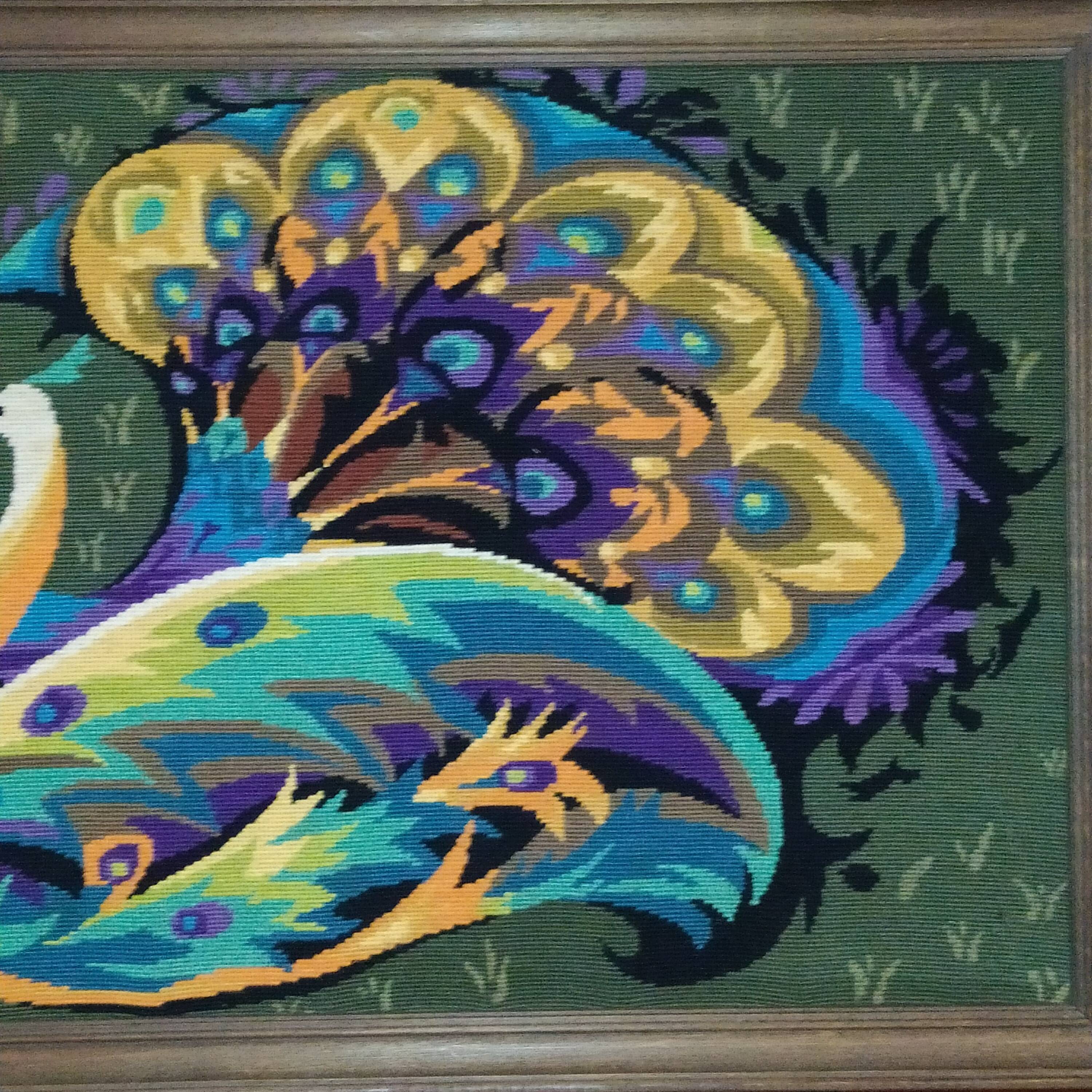 Modernist tapestry 1970 peacocks