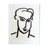 Lithographie sur papier fort Matisse d'après grande tête de Katia 1994