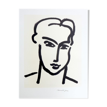 Lithographie sur papier fort Matisse d'après grande tête de Katia 1994