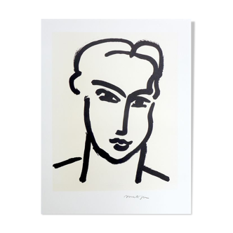 Lithographie sur papier fort Matisse d'après grande tête de Katia 1994