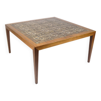 Table basse en palissandre et carreaux de Baca par Severin Hansen des années 1960