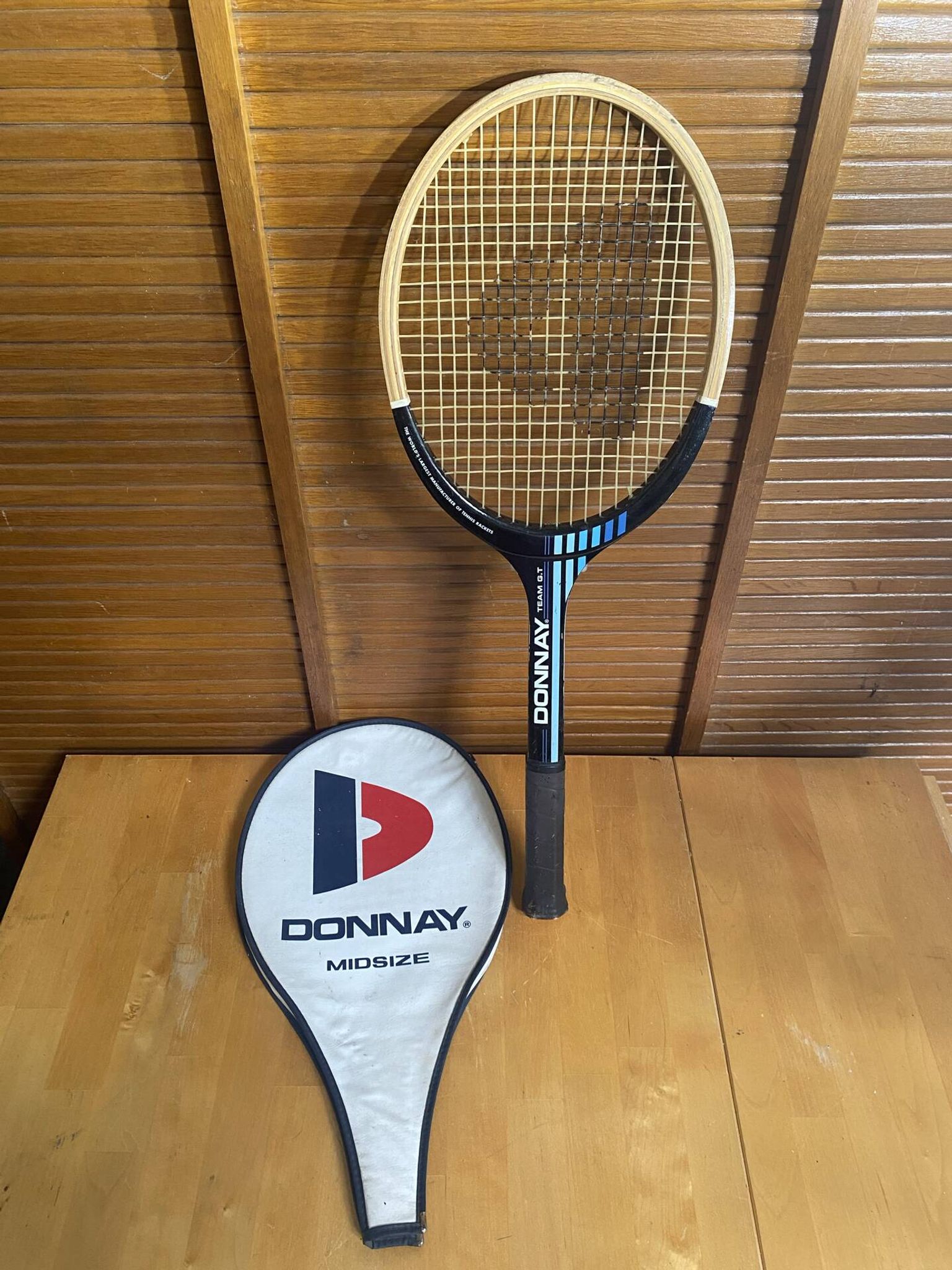 Vintage donnay team gt wooden tennis racket + donnay cover #