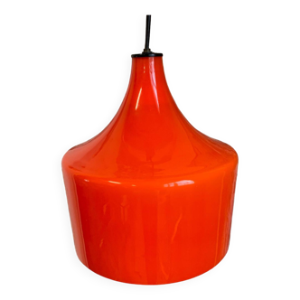 Suspension vintage en verre opalin orange, 1970s